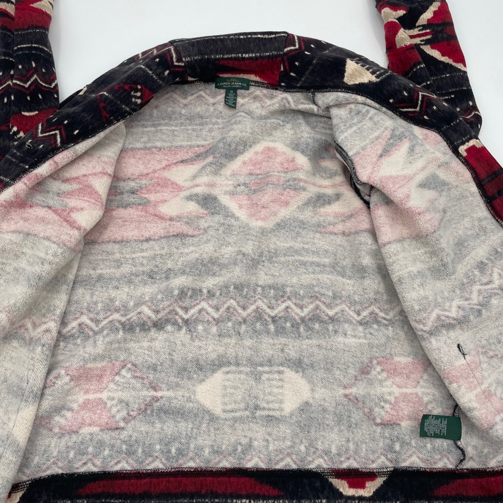 Tribal Print Button-Front Cardigan Sweater - Black & Red - Picture 13 of 15